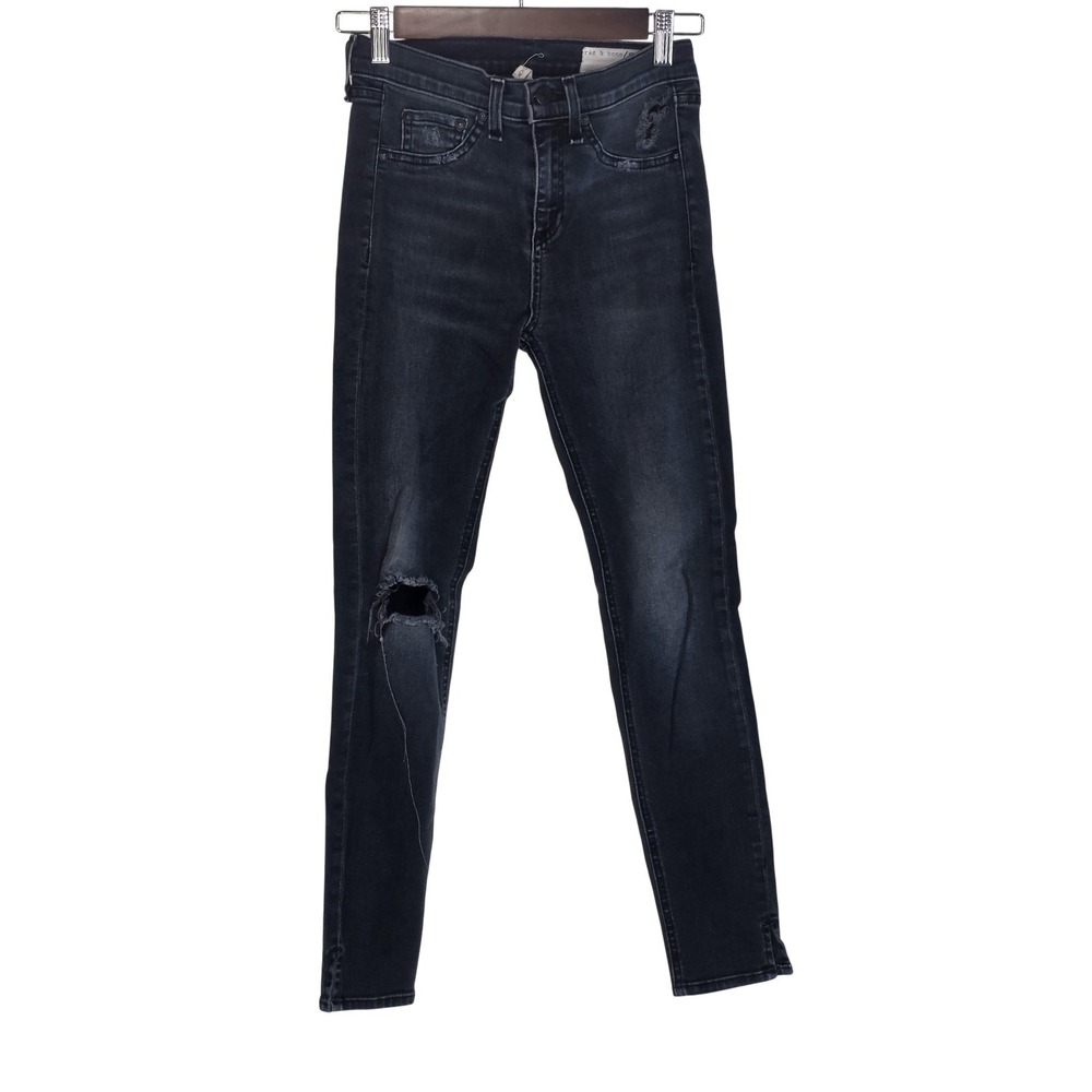 Rag & Bone Jeans Womens 24 Gray 10 Inch Capri Distressed Crop Denim Stretch Punk